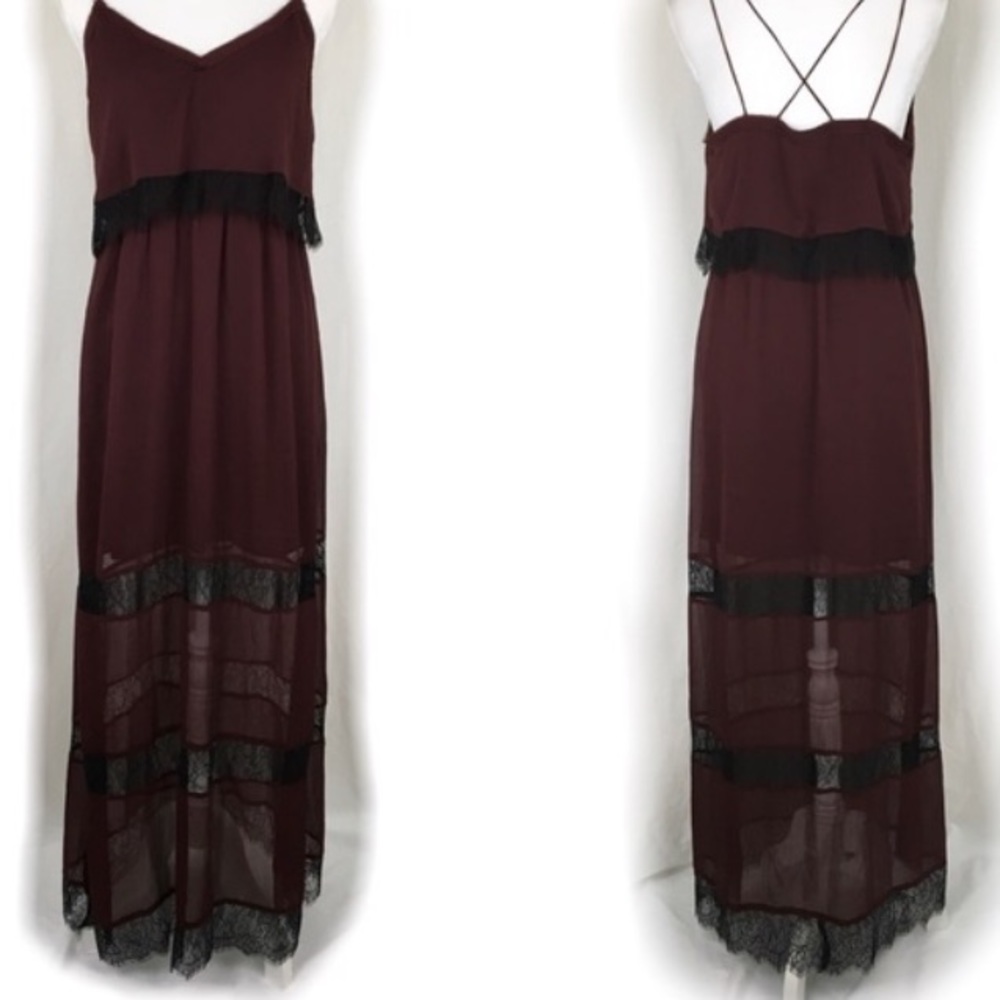 Chiffon and Lace Maroon H&M dress